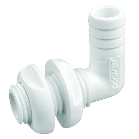 Attwood Attwood White Plastic 90 Degree Thru-Hull Connector - 3/4in Inner Diameter 3877-3